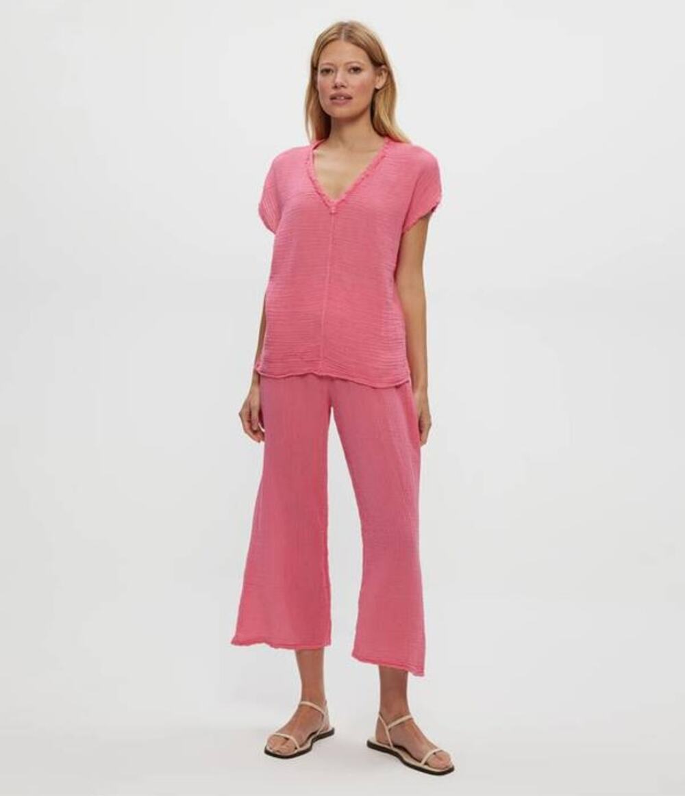 Michael Stars Medina Cropped Gauze Pant NWT Zinnia Pink XS Coastal Resort Wear